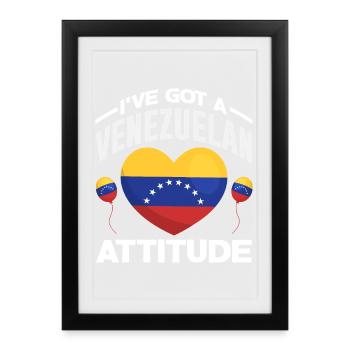Drapeau du Venezuela Fierté & Maison Venezuela - Affiche encadrée (27 × 37 cm) - noir - Devant