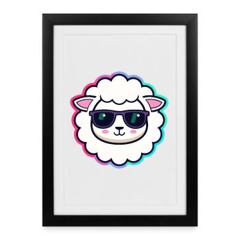 Mouton hipster lunettes noires - Affiche encadrée (27 × 37 cm) - noir - Devant