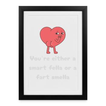Le gars malin ou le pet Smella Heart - Affiche encadrée (27 × 37 cm) - noir - Devant