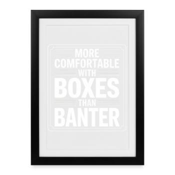 Des boîtes plutôt que des plaisanteries - Affiche encadrée (27 × 37 cm) - noir - Devant