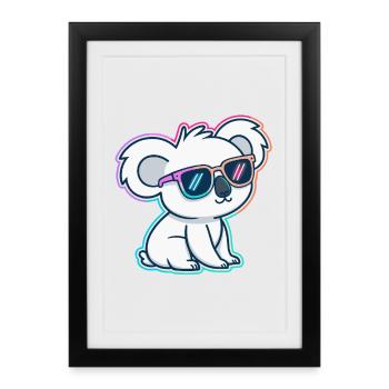 Koala néon lunettes - Affiche encadrée (27 × 37 cm) - noir - Devant