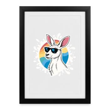 Cool Kangaroo - Retro Style & Sunglasses - Framed poster (27 × 37 cm) - black - Front