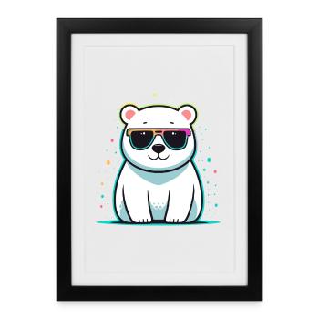 Polar Bear Shiny Glasses - Framed poster (27 × 37 cm) - black - Front