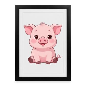 cute piggy piggy gift - Framed poster (27 × 37 cm) - black - Front