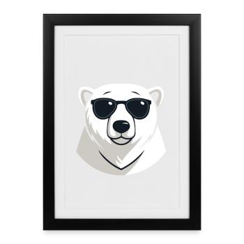 Polar bear in dark glasses - Framed poster (27 × 37 cm) - black - Front