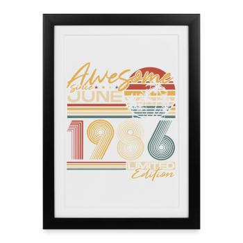 June 1986 Vintage Birthday Vintage Gift - Framed poster (27 × 37 cm) - black - Front