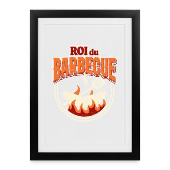 Roi du Barbecue – Logo Festif - Affiche encadrée (27 × 37 cm) - noir - Devant