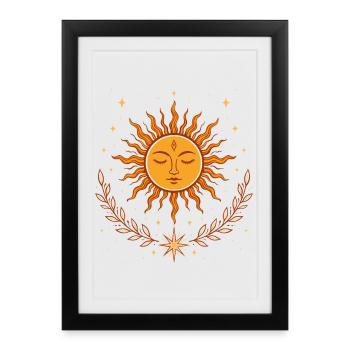 Soleil du solstice d’été – Symbole Bohème - Affiche encadrée (27 × 37 cm) - noir - Devant
