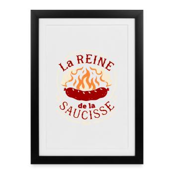 Reine de la Saucisse en Flammes - Affiche encadrée (27 × 37 cm) - noir - Devant
