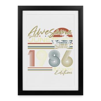 June 1986 Vintage Birthday Vintage Gift - Framed poster (27 × 37 cm) - black - Front