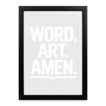 Word Art Amen Typography - Framed poster (27 × 37 cm) - black - Front