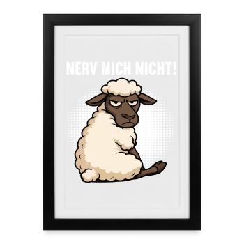 Nerv Mich Nicht Schaf Schafe Schäfer Schafhalter  - Gerahmtes Poster (27 × 37 cm) - Schwarz - Vorne