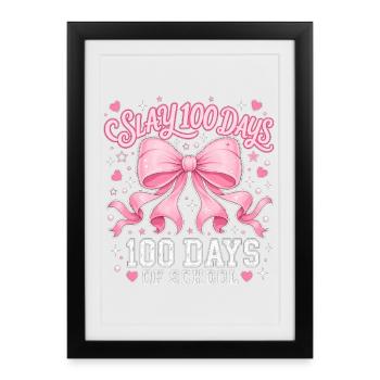 Tendance Pink Bow Coquette 100 Day School Y2K - Affiche encadrée (27 × 37 cm) - noir - Devant