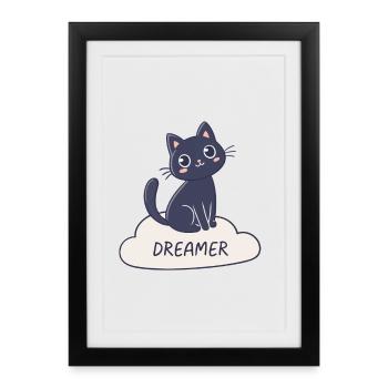 Dreamy cat on cloud - Framed poster (27 × 37 cm) - black - Front