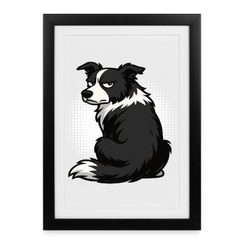 Border Collie Propriétaire Collie Amant de Collie - Affiche encadrée (27 × 37 cm) - noir - Devant