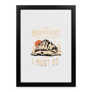 Mountain calls: Adventure hike - Framed poster (27 × 37 cm) - black - Front