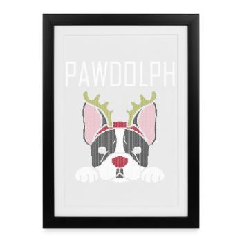 Pawdolph Ugly Christmas Jumper Frenchie Dog - Framed poster (27 × 37 cm) - black - Front