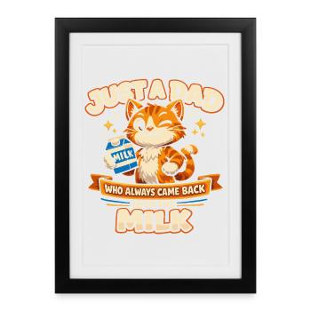Humour Papa Chat Lait Fête Des Pères Cadeau - Affiche encadrée (27 × 37 cm) - noir - Devant