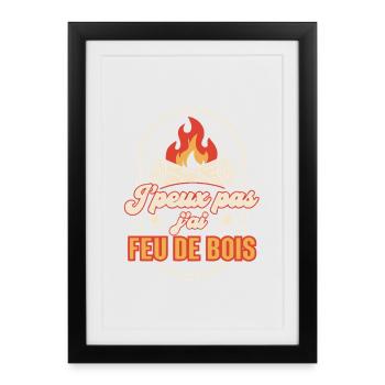 Feu de Bois en Rires et Marshmallows - Affiche encadrée (27 × 37 cm) - noir - Devant