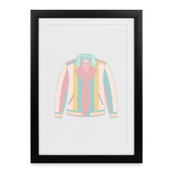 Chic striped pastel jacket - Framed poster (27 × 37 cm) - black - Front