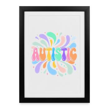 Autistic Rainbow Splash - Framed poster (27 × 37 cm) - black - Front