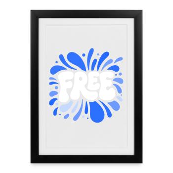 Explosion Splash Libre Bleu - Affiche encadrée (27 × 37 cm) - noir - Devant