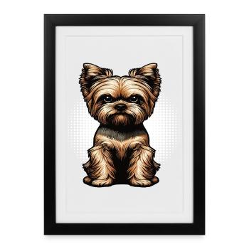 Yorkshire Terrier Yorkie Propriétaire Yorkie Yorkies - Affiche encadrée (27 × 37 cm) - noir - Devant
