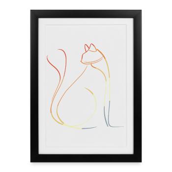 Look rétro de chat - Affiche encadrée (27 × 37 cm) - noir - Devant