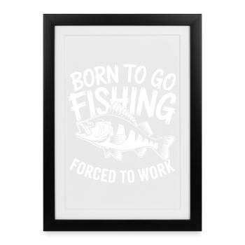 Né pour la pêche - Affiche encadrée (27 × 37 cm) - noir - Devant