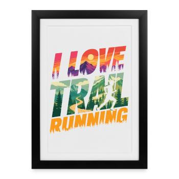 J’adore la course sur sentier - Affiche encadrée (27 × 37 cm) - noir - Devant