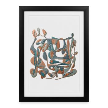 Abstract spirals in teal and terracotta - Framed poster (27 × 37 cm) - black - Front