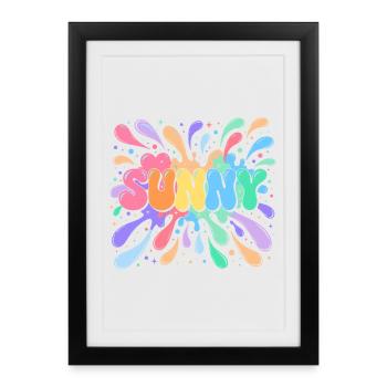 Sunny Rainbow Typography Bubble Splatter - Framed poster (27 × 37 cm) - black - Front