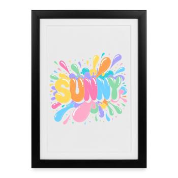 Sunny Splash Letters - Affiche encadrée (27 × 37 cm) - noir - Devant