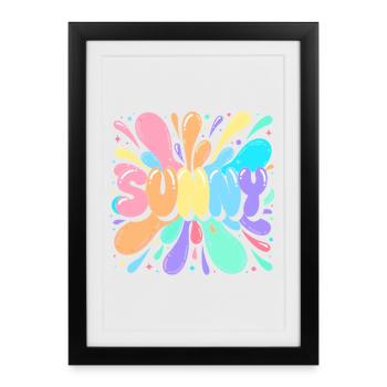 Sunny Splash Lettres Multicolores - Affiche encadrée (27 × 37 cm) - noir - Devant