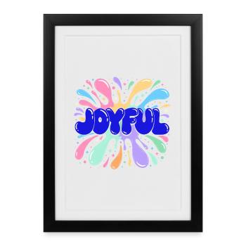 Joyful Bleu Éclats Multicolores - Affiche encadrée (27 × 37 cm) - noir - Devant