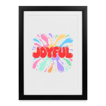Joyful Éclaboussures Colorées rouge - Affiche encadrée (27 × 37 cm) - noir - Devant