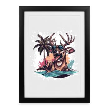 Bande dessinée Deer Summer - Affiche encadrée (27 × 37 cm) - noir - Devant