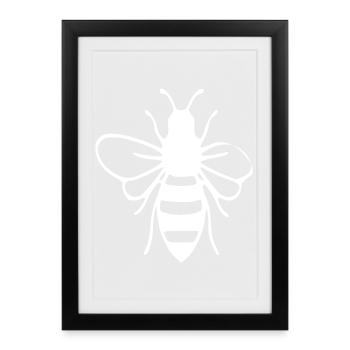 Honeycomb Bee Silhouette - Framed poster (27 × 37 cm) - black - Front
