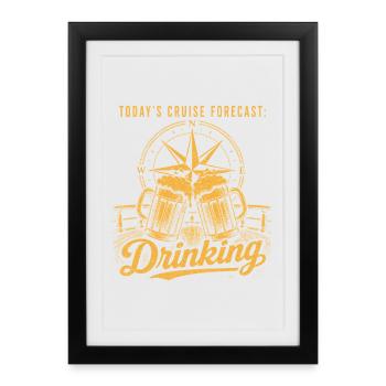 Cruise Forecast Drinking Funny Vintage Beer - Framed poster (27 × 37 cm) - black - Front