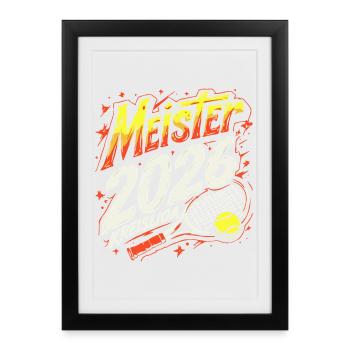 Tennis Meister 2026, Kreisliga Sieger Shirt - Gerahmtes Poster (27 × 37 cm) - Schwarz - Vorne