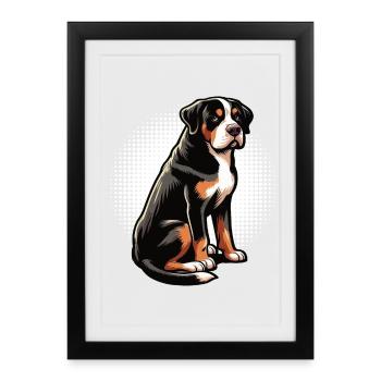 Appenzeller Sennenhund Sennenhunde Sennenhundmama - Gerahmtes Poster (27 × 37 cm) - Schwarz - Vorne