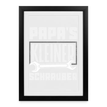Papas Kleiner Schrauber Auto Werkstatt Kinder - Gerahmtes Poster (27 × 37 cm) - Schwarz - Vorne