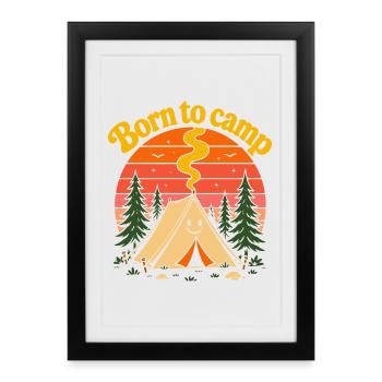 Né dans la tente mignonne du coucher de soleil rétro des années 70 - Affiche encadrée (27 × 37 cm) - noir - Devant