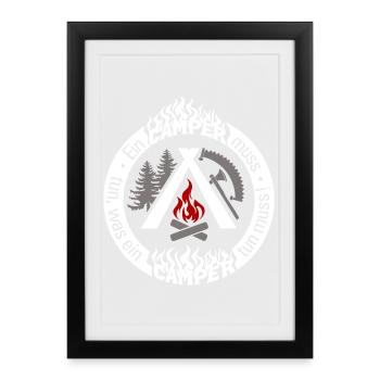 Camper cooler Spruch weiss - alle Farben änderbar - Gerahmtes Poster (27 × 37 cm) - Schwarz - Vorne