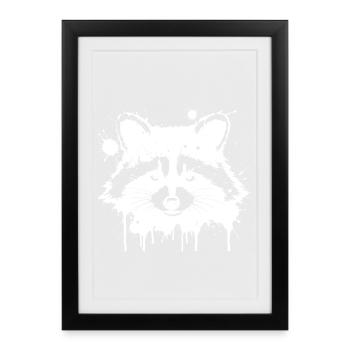 Raccoon Splash White - Framed poster (27 × 37 cm) - black - Front