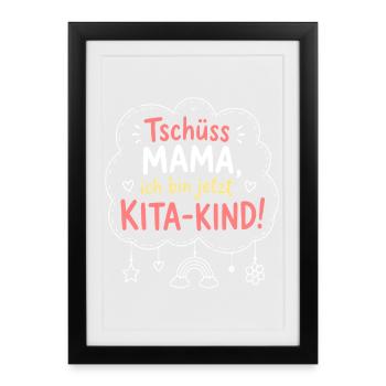 Kita-Kind Abschied von Mama - Gerahmtes Poster (27 × 37 cm) - Schwarz - Vorne