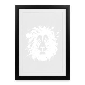 White splash lion - Framed poster (27 × 37 cm) - black - Front