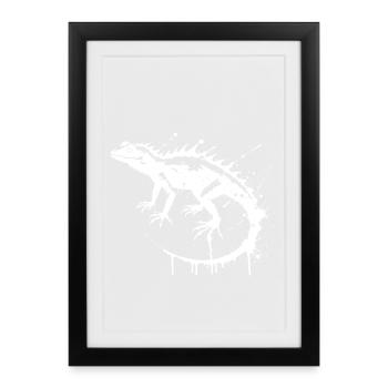 Iguane encre splatter - Affiche encadrée (27 × 37 cm) - noir - Devant