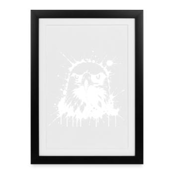 White Splash Eagle - Framed poster (27 × 37 cm) - black - Front