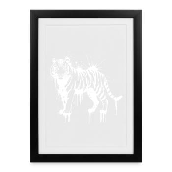 Tigre éclaboussé blanc - Affiche encadrée (27 × 37 cm) - noir - Devant